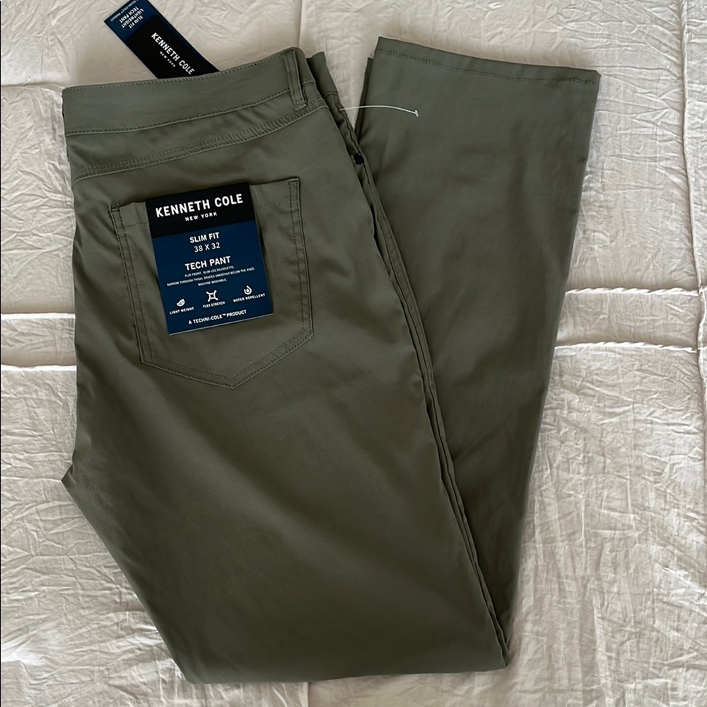 Kenneth Cole Olive Green Tech Slim Fit  Pants Size 38x32
